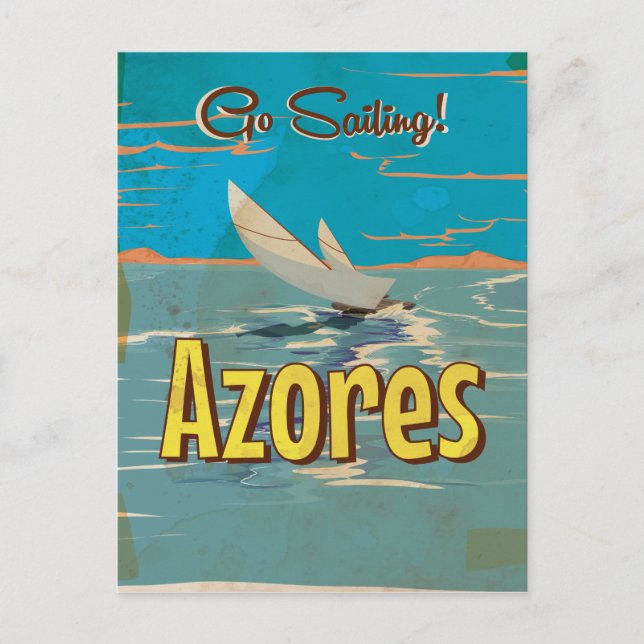 Azores vintage travel poster postcard (Front)