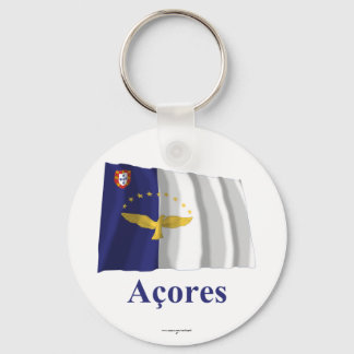 Azores Waving Flag with Name in Portuguese Key Ring