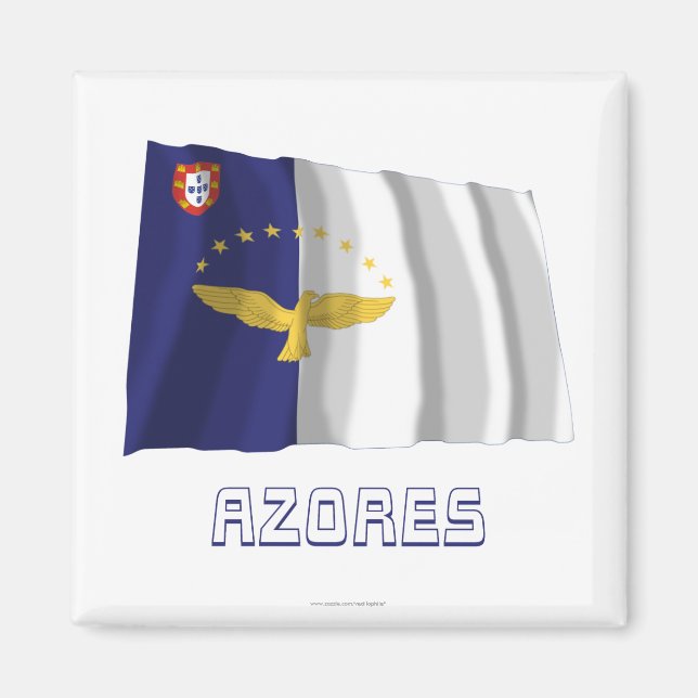 Azores Waving Flag with Name Magnet (Front)