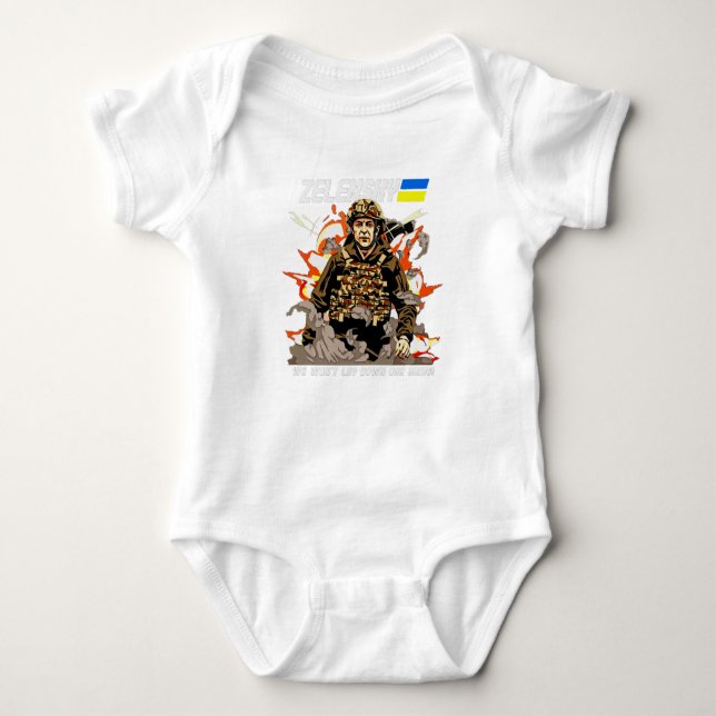 Azov Pray for Ukraine Banksy Peace - Ukraine Freed Baby Bodysuit (Front)