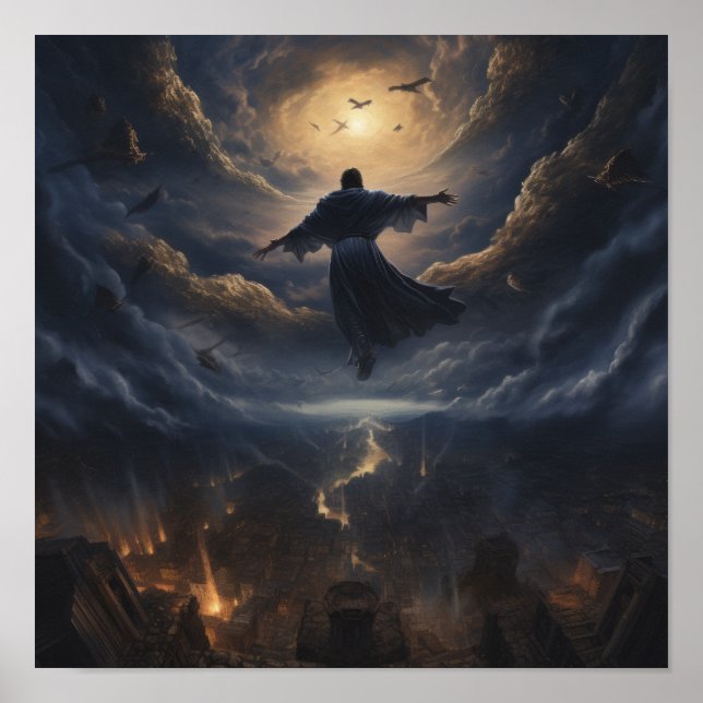 Azrael Floating Above Humanity Poster - Celestial  (Front)