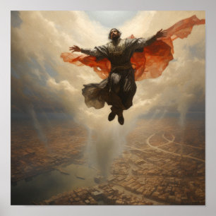 Azrael Floating Above Humanity - Unique Poster for