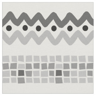 Aztec Abstract Grey Triaingle Geometric Pattern Fabric