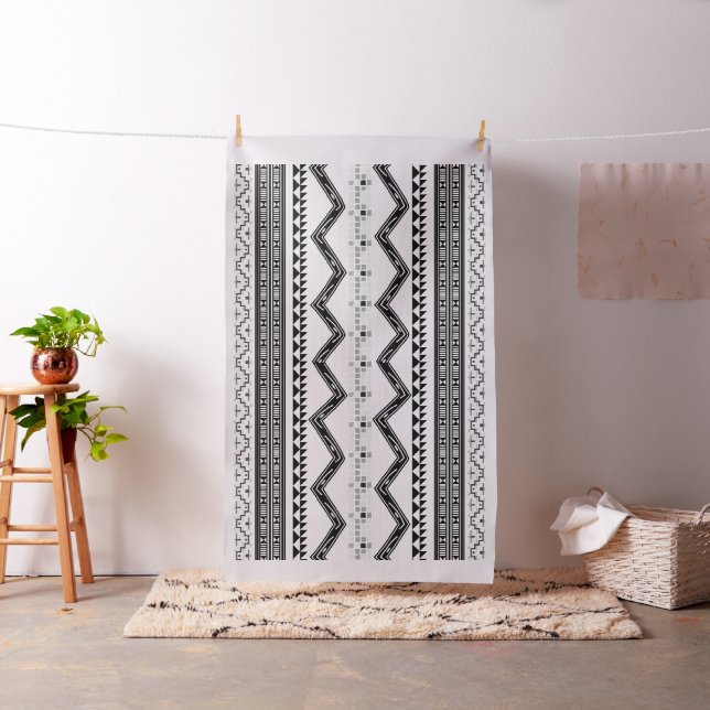 Aztec Abstract Triangle Black Any Colour Geometric Fabric (In Situ)