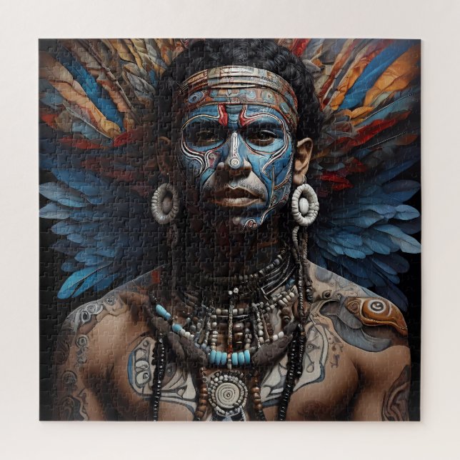 Aztec Abstract Vibrant Tribal Fusion Art Jigsaw Puzzle (Vertical)
