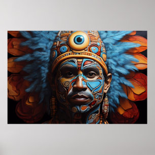 Aztec Abstract Vibrant Tribal Fusion Art Poster