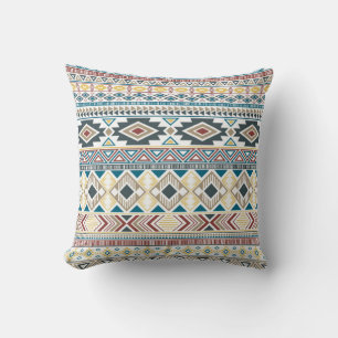 Aztec american indian pattern tribal ethnic motifs cushion