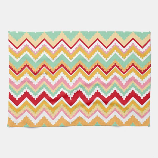 Aztec Andes Tribal Mountains Chevron Fiesta Zigag Tea Towel (Horizontal)