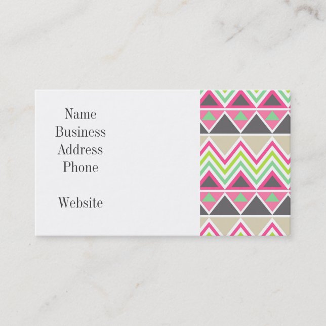 Aztec Andes Tribal Mountains Chevron Zig Zags Business Card (Front)