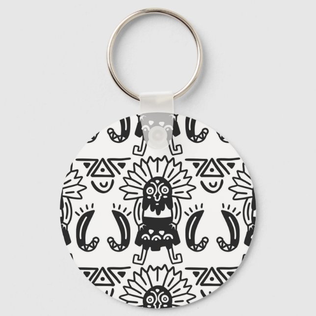 Aztec Art - Lizard Pattern Key Ring (Front)