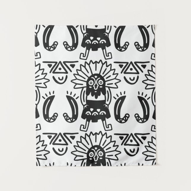 Aztec Art - Lizard Pattern Tapestry (Front)