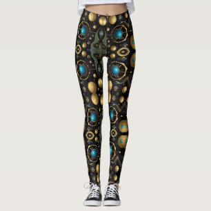 Aztec art, vibrant, reflecting the culture leggings