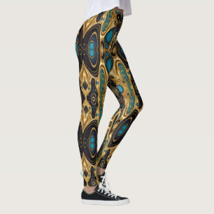 Aztec art, vibrant, reflecting the culture leggings
