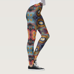 Aztec art, vibrant, reflecting the culture leggings