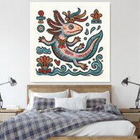 Aztec Axolotl Xolotl eroded stone tribal boho art