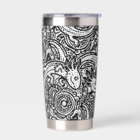 Aztec Axolotl Xolotl Tribal Pattern Black & White
