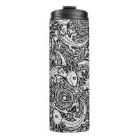 Aztec Axolotl Xolotl Tribal Pattern Black & White