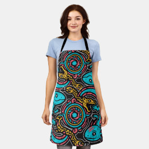 Aztec Axolotl Xolotl Tribal Pattern mythology boho Apron