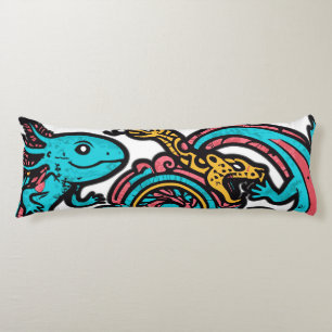 Aztec Axolotl Xolotl Tribal Pattern mythology boho Body Cushion