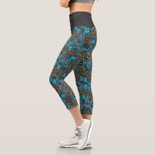 Aztec Axolotl Xolotl Tribal Pattern mythology boho Capri Leggings