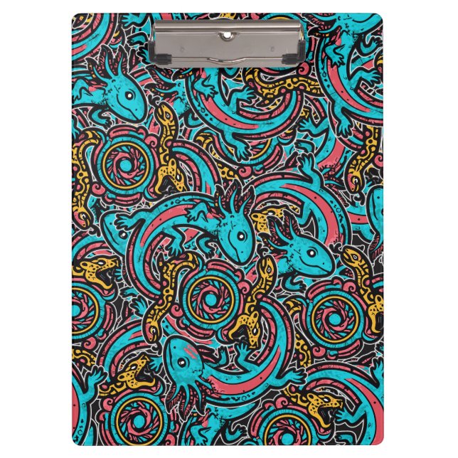 Aztec Axolotl Xolotl Tribal Pattern mythology boho Clipboard (Front)