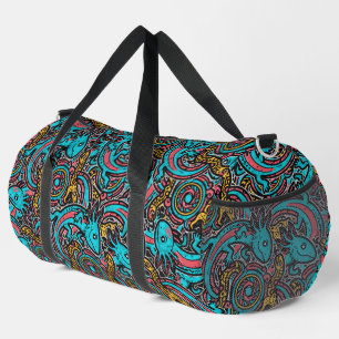 Aztec Axolotl Xolotl Tribal Pattern mythology boho Duffle Bag