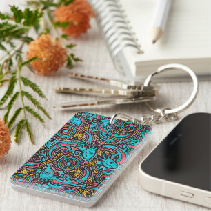 Aztec Axolotl Xolotl Tribal Pattern mythology boho Key Ring