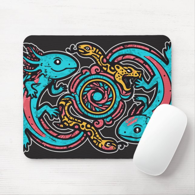 Aztec Axolotl Xolotl Tribal Pattern mythology boho Mouse Pad (With Mouse)