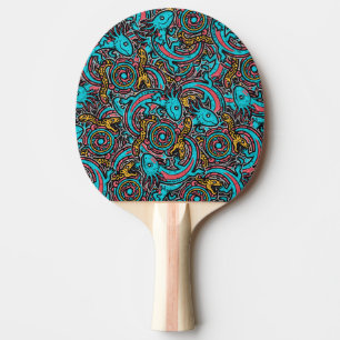Aztec Axolotl Xolotl Tribal Pattern mythology boho Ping Pong Paddle
