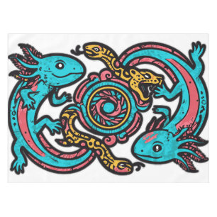 Aztec Axolotl Xolotl Tribal Pattern mythology boho Tablecloth