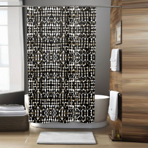 Aztec Black Boho Shower Curtain