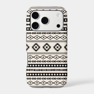 Aztec Black on Cream Mixed Motifs Pattern