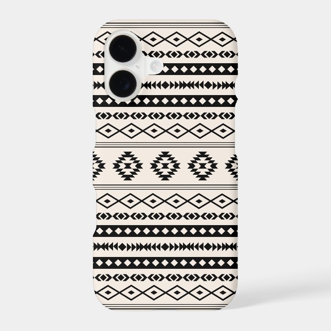 Aztec Black on Cream Mixed Motifs Pattern (Back)