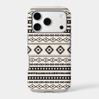 Aztec Black on Cream Mixed Motifs Pattern