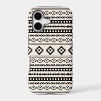 Aztec Black on Cream Mixed Motifs Pattern