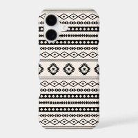 Aztec Black on Cream Mixed Motifs Pattern