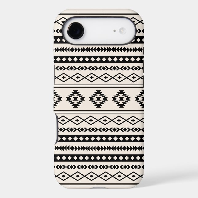 Aztec Black on Cream Mixed Motifs Pattern (Back)