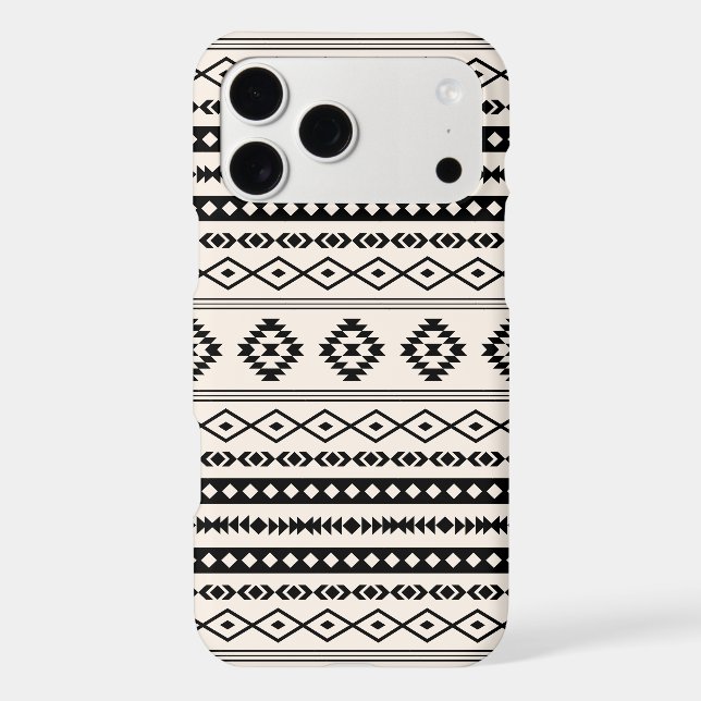 Aztec Black on Cream Mixed Motifs Pattern (Back)