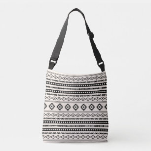 Aztec Black on Cream Mixed Motifs Pattern Crossbody Bag