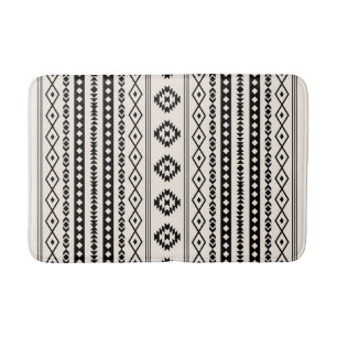 Aztec Black on Cream Mixed Motifs (V) Pattern Bath Mat
