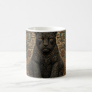 Aztec Black Panther Tribal Stone Pattern Coffee Mug