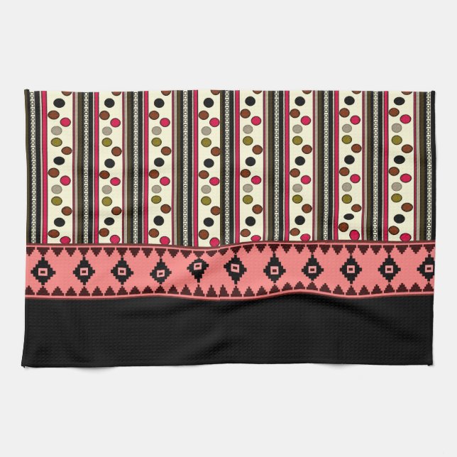 aztec black pokeadots kitchen towel (Horizontal)