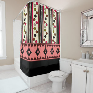 Aztec black pokeadots showercurtain shower curtain
