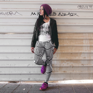 aztec black tribal triangle leggings