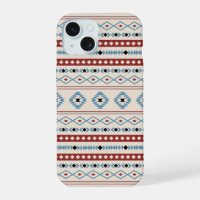 Aztec Blue Red Black Cream Mixed Motifs Pattern