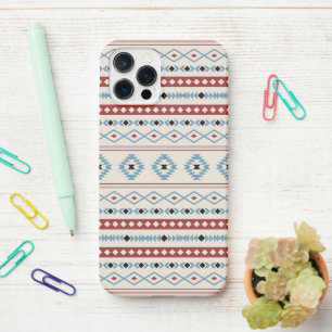 Aztec Blue Red Black Cream Mixed Motifs Pattern iPhone 12 Pro Case