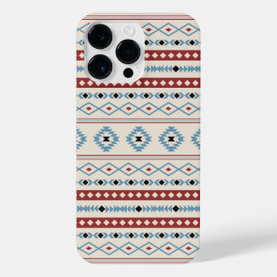 Aztec Blue Red Black Cream Mixed Motifs Pattern iPhone 14 Pro Max Case