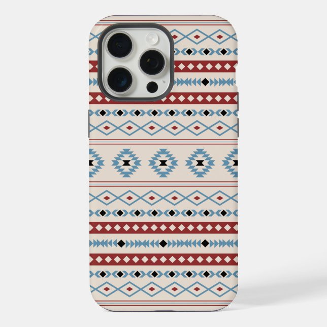 Aztec Blue Red Black Cream Mixed Motifs Pattern iPhone Case (Back)
