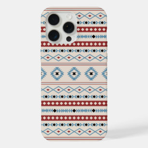 Aztec Blue Red Black Cream Mixed Motifs Pattern iPhone 15 Pro Max Case
