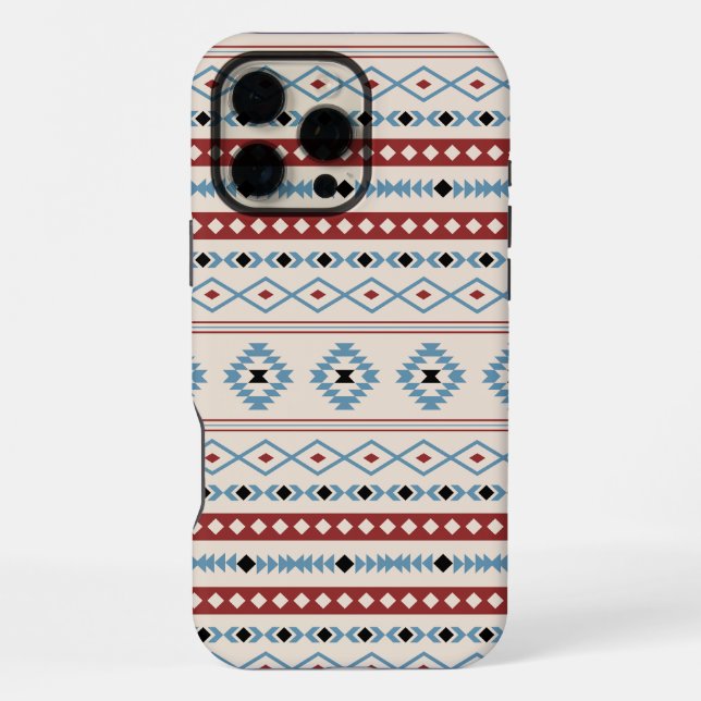 Aztec Blue Red Black Cream Mixed Motifs Pattern iPhone Case (Back)